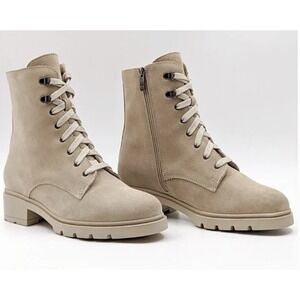 La Canadienne Women Sabel Waterproof Suede Sand Combat Boots  Size 9
